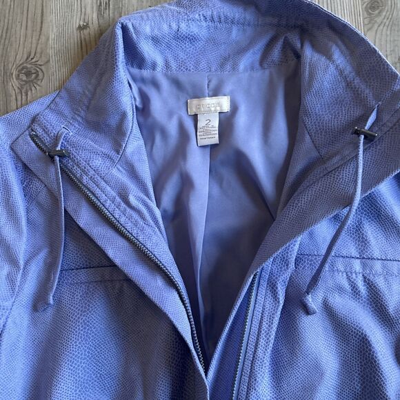 Chico's Women’s Faux Suede Snakeskin Zipper Jacket Purple 3/4 Sleeve Size 2 - Picture 6 of 10
